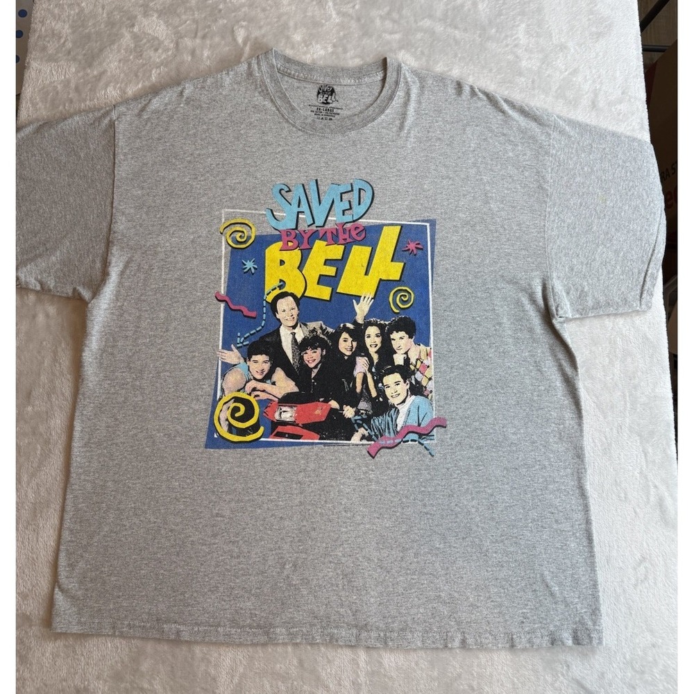 Saved By The Bell Mens Vintage Grey Graphic T Shirt Size 2 XL Retro 80s 90s